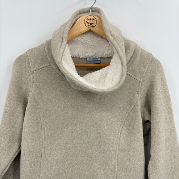 Columbia Cowl Neck Tan Pullover Sweatshirt, Sz Small, Outdoor Fleece Gorpcore - Picture 3 of 8